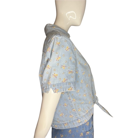 vintage Passports : denim equestrian patterned skirt set - Picture 6 of 14